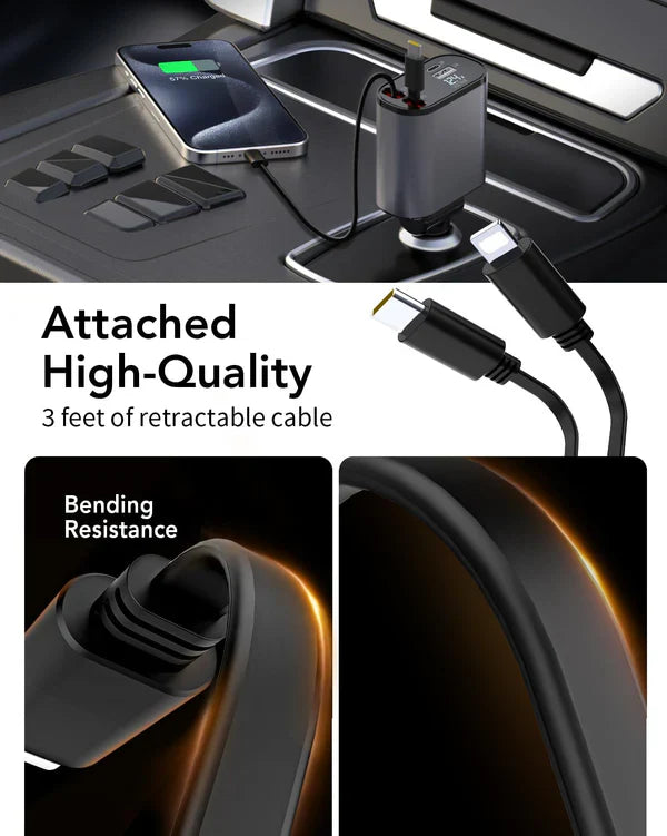 4-In-1 Retractable Car Charger